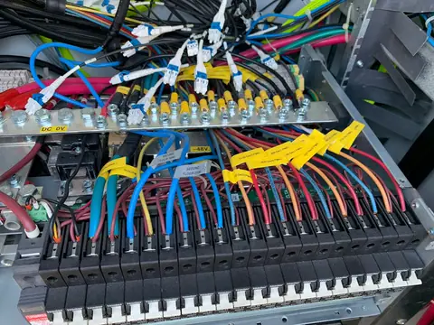 Patch panel with labelled network cabling